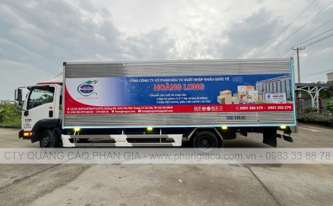 Thi Công Dán Decal Quảng Cáo Thùng Xe Tải Công ty Hoàng Long