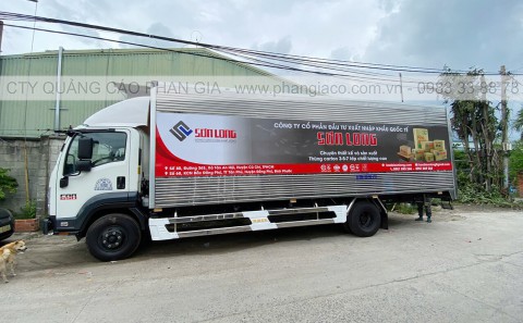 Thi Công Dán Decal Quảng Cáo Thùng Xe Tải Sơn Long